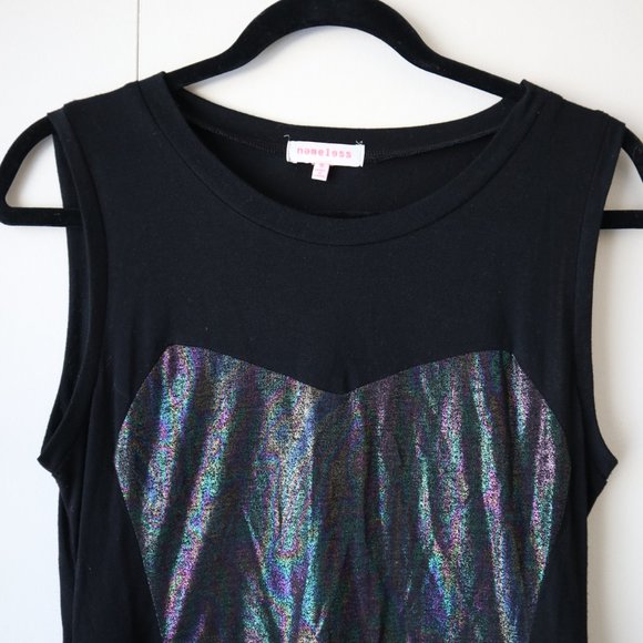 Nameless Black Mini Dress with Sweetheart Iridescent Panel - Picture 7 of 10